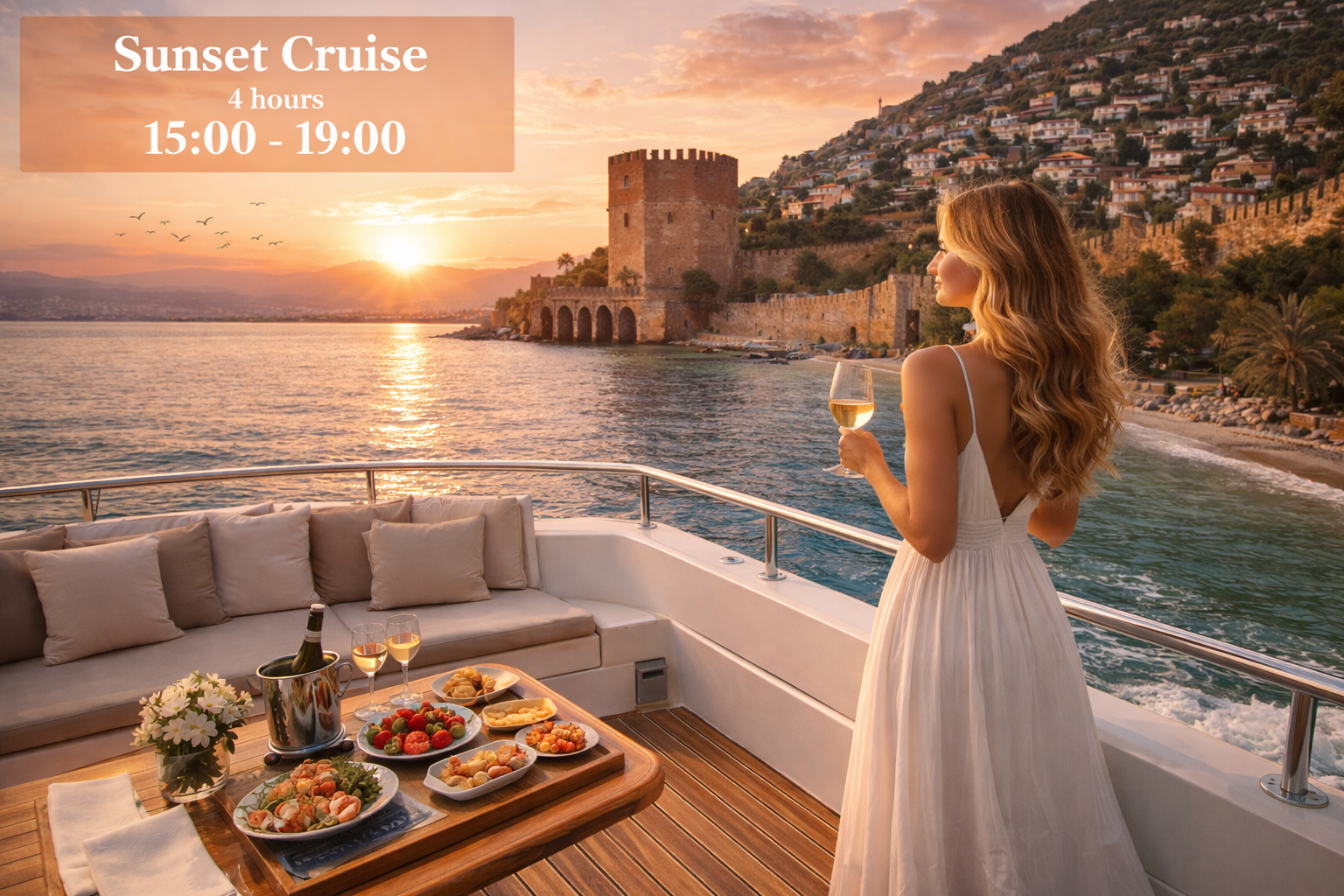 Sunset Rental🕗 12:00 – 16:00 ⏱ 4 Hours